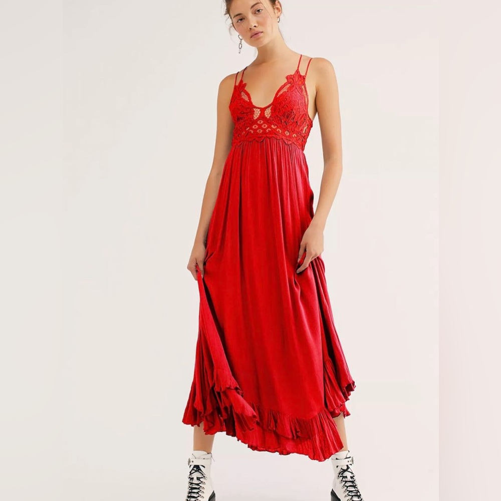 Free People “Adella” Maxi Dress Red NWT